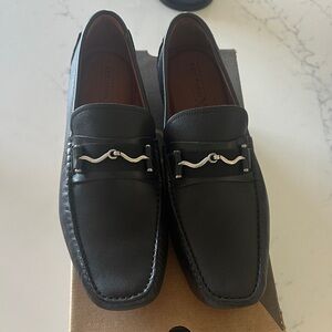 Elegant Black Leather Slip-On Loafers